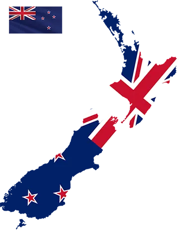 Kaart en vlag van New Zealand