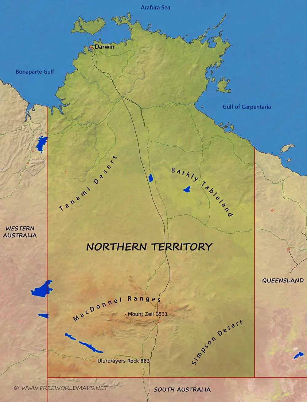 kaart van Northern Territory