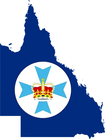 Vlag op kaart van Queensland