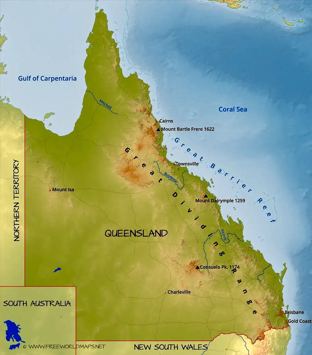 kaart van Queensland